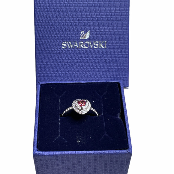 Swarovski One Ring Heart Red Rhodium Plated  7 - Picture 3 of 12